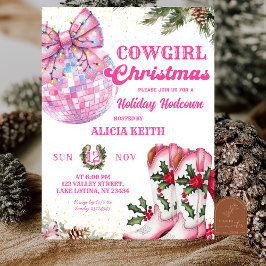 Convites Pink Winter Christmas Cowgirl Holiday Party