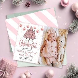 Convites Pink Winter Maravilhosa Árvores de Natal Aniversár