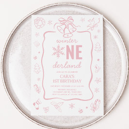 Convites Pink Winter Onederland Birthday Party