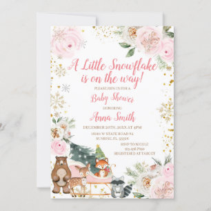 Convites PINK Winter Um pequeno floco de neve está a caminh