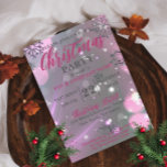 Convites Pink Winter Wonderland Corporate Christmas Party<br><div class="desc">Design de convite de festas corporativo de Natal personalizado com flocos de neve e luzes em um fundo de cinza. O texto é totalmente personalizável. Para alterá-la, use a opção Personalizar. Para obter mais alterações, como alterações na fonte, cor da fonte ou layout de texto, use a opção Editar design....</div>