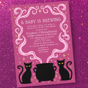 Convites Pink Witchy Baby está preparando um Chá de Bebê Fe