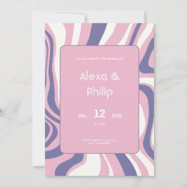 Convites Pinks, roxo e beige abstrato Casamento