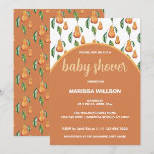 Convites Pintado à mão com Aquarela de Pear Boho