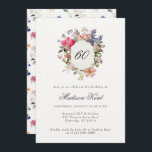 Convites Pintado - Festa de aniversário Floral 60ª<br><div class="desc">Celebre um marco com elegância e estilo usando nosso 60º aniversário de convite floral para aquarelas. Com um design de inspiração botânica, com um belo buquê floral e fontes sofisticadas de caligrafia, este convite é perfeito para uma festa de jardim ou uma celebração de aniversário de verão. Quer você esteja...</div>