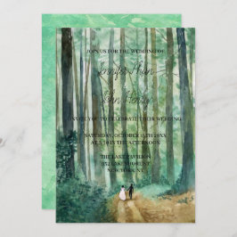 Convites Pintado manual da paisagem florestal com aquarela