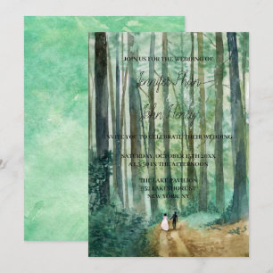 Convites Pintado manual da paisagem florestal com aquarela
