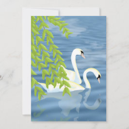 Convites Pintando o par de Cisnes Azuis e Verdes no lago