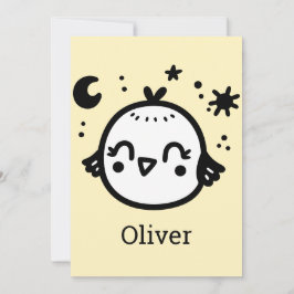 Convites Pintinho alegre - Arte da Linha de Pássaros Kawaii