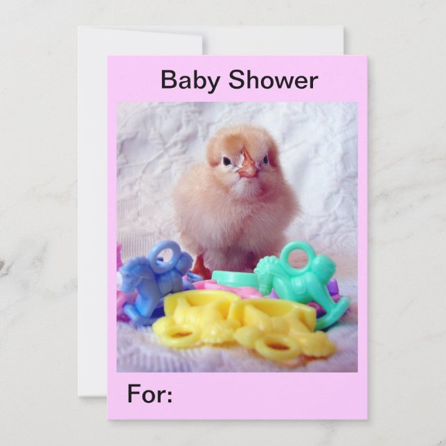 Convites Pintinho bebê, Chá de fraldas (Frente)