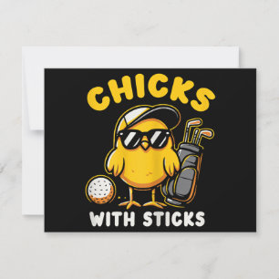 Convites Pintinhos Com Sticks Golfer Girl Gol
