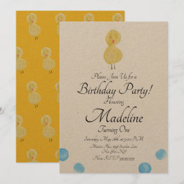 Convites Pintor de Aquarela Duck - Primeira Festa de aniver