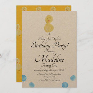 Convites Pintor de Aquarela Duck - Primeira Festa de aniver