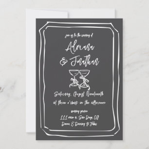 Convites Pintura a Giz Casamento Cinza Branco