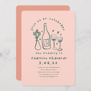 Convites Pintura à Mão Retro Arte Contemporânea Casamento