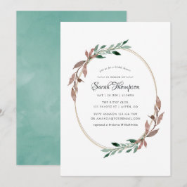 Convites Pintura aquarela Rustic Greenery Inverno Chuveiro