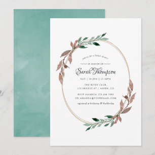 Convites Pintura aquarela Rustic Greenery Inverno Chuveiro