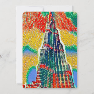 Convites Pintura colorida Burj Khalifa Colorida