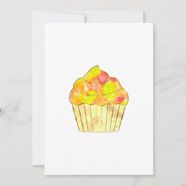 Convites Pintura de Cupcake de Aquarela (Frente)