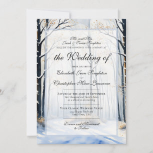 Convites Pintura de Floresta de Inverno Pacífica Casamento