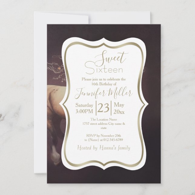 Convites Pintura De Pastel De Cavalo Corrente (Frente)