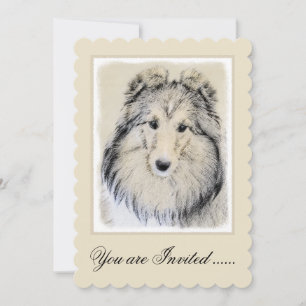 Convites Pintura de Shetland Sheepdog - Arte Cachorro Origi