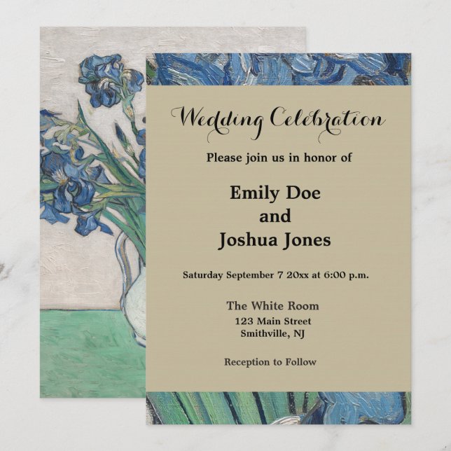 Convites Pintura de Vaso de Íris de Van Gogh Impressionismo (Frente/Verso)