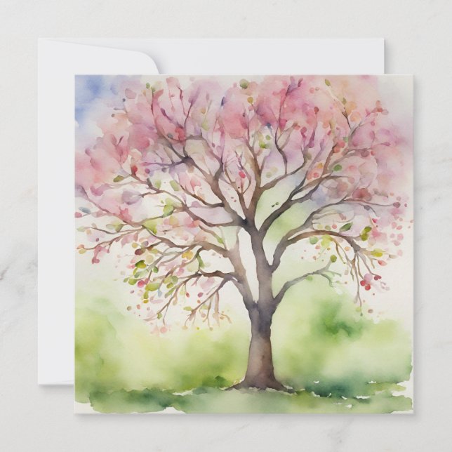 Convites Pintura em árvore de aquarela (Frente)