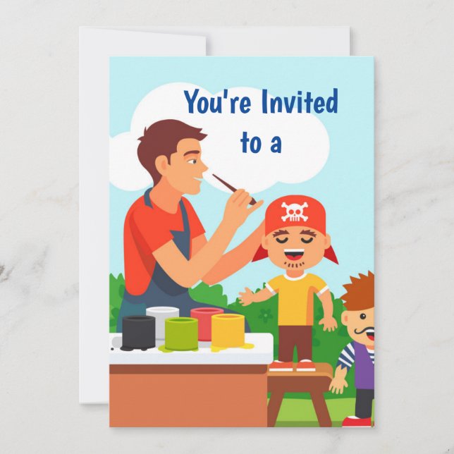 Convites Pintura/ Festa de aniversário de rosto de nome per (Frente)