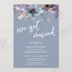 Convites Pintura Floral Azul Empoeirado Nós Fomos Casados R