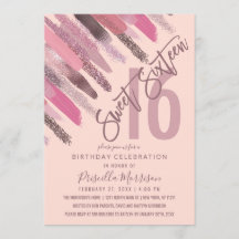 Pintura Girly Glitter Brushstrokes Rosa Doce 16