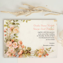 Pintura romântica vintage de casamento de rosas