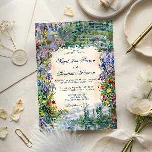 Convites Pinturas Artísticas Florais de Monet para Casament