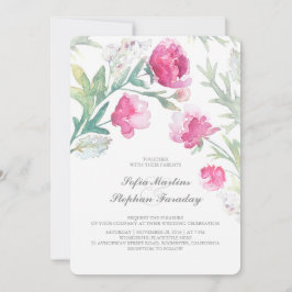 Convites Pionias Aquarela Buquê Vintage Casamento