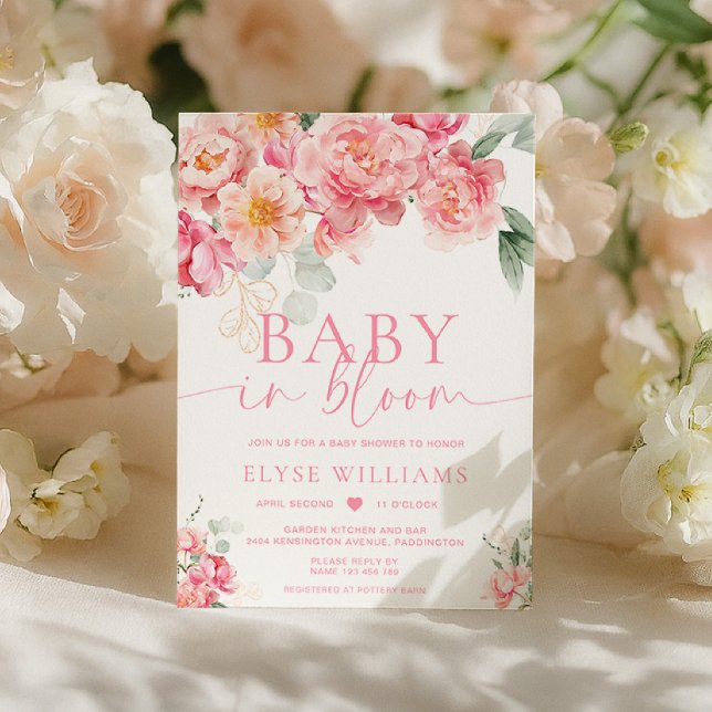 Convites Piper Peony Floral Baby In Bloom Baby Shower (Criador carregado)
