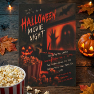 Convites Pipoca de Noite de Filme de Terror de Halloween As
