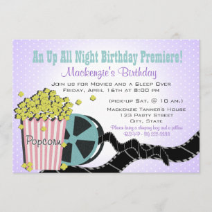 Convites Pipoca e Sono de Filme