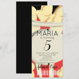 Convites Pipoca Estilo de Tíquete de Filmes Desenhados à Mã