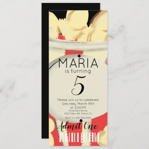 Convites Pipoca Estilo de Tíquete de Filmes Desenhados à Mã