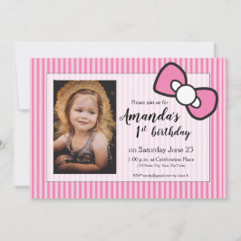 Convites Pique o primeiro aniversário, listras, arco,