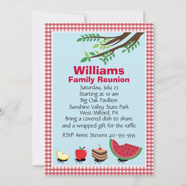 Convites Piquenique customizável da reunião de família (Frente)