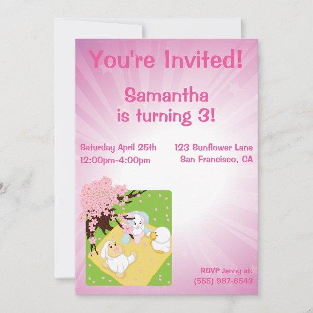 Convites Piquenique da celebração do primavera (Frente)