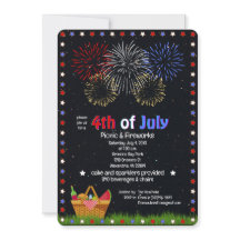 piquenique de 4 de julho sob fogo de artifício céu