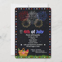 Convites piquenique de 4 de julho sob fogo de artifício céu