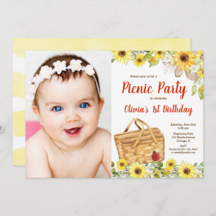 Convites Piquenique de verão no parque foto dos girassóis