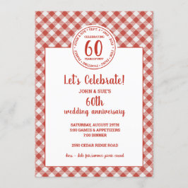 Convites Piquenique de Verão Padrão Xadrez Vermelho Festa