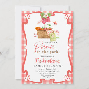 Convites Piquenique divertido de vermelho de verão na reuni