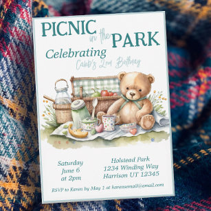 Convites Piquenique no aniversário do Urso Justo de Park