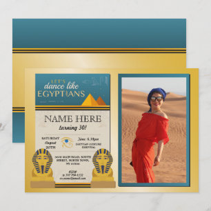 Convites Pirâmides Egípcias Foto Pharaohs Dourada de Aniver