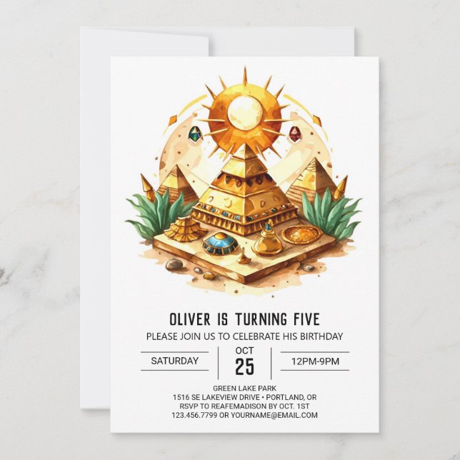 Convites Pirâmides Para Crianças De Pastel Whimsical Aniver (Frente)